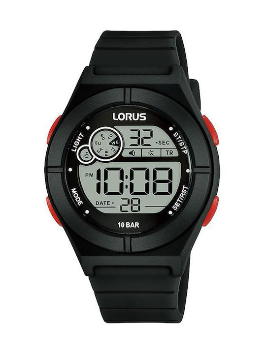 Lorus Παιδικό Ψηφιακό Ρολόι με Λουράκι από Καουτσούκ/Πλαστικό Μαύρο