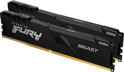 Kingston Fury Beast 16GB DDR4 RAM mit 2 Modulen (2x8GB) und Geschwindigkeit 2666 für Schreibtisch