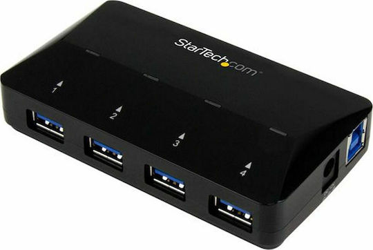 StarTech USB 3.0 Hub 4 Anschlüsse mit USB-A / Ethernet Verbindung & Ladeanschluss und Externe Stromversorgung