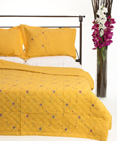 Silk Fashion 024 Σετ Κουβερλί Μονό Βαμβακοσατέν Κίτρινο 160x220cm 2τμχ