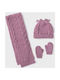 Mayoral Kids Beanie Set with Scarf & Gloves Knitted Lilac