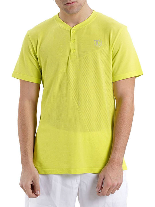 Wilson Power Seamless Henley II WRA789103 Men's Tennis Clothes Yellow