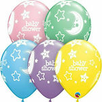 Μπαλόνια Baby Shower Moon & Stars Πολύχρωμα 27.9εκ. 25τμχ