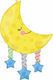 Balloon Foil Jumbo Moon Multicolour Moon and Stars 96cm