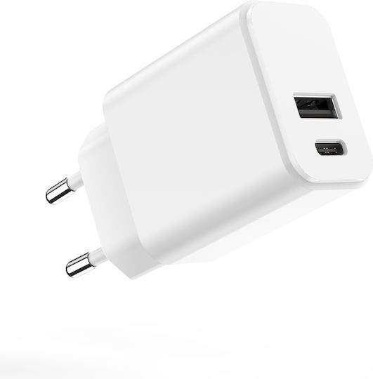 Setty Wireless Charger with USB-A and USB-C Output Ports 20W Power Delivery / Quick Charge 3.0 White