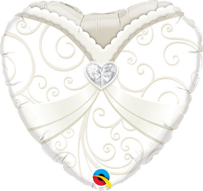 Μπαλόνι Foil Καρδιά Νυφικό Λευκό 46εκ.