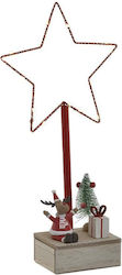 Inart Χριστουγεννιάτικα Διακοσμητικά Επιτραπέζια Αστέρια Ξύλινα Κόκκινο 15x7x39εκ. 2τμχ