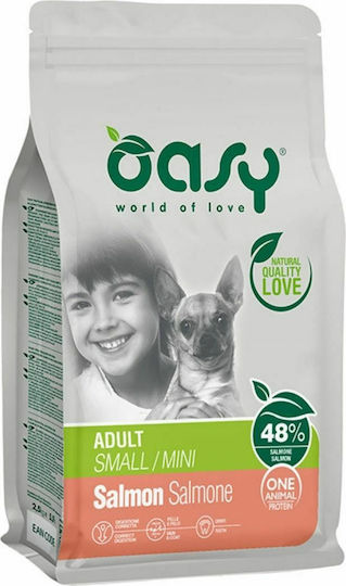 Oasy World Of Love 2.5kg Trockenfutter für erwachsene Hunde kleiner Rassen mit Lachs