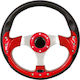Autoline Autolenkrad Drei-Speichen mit Durchmesser 32cm Schwarz/Rot