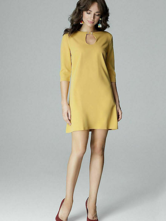 Lenitif Mini All Day Φόρεμα με Μανίκι 3/4 Κίτρινο