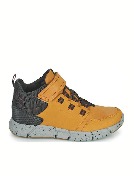 Flexyper ABX Παιδικά Sneakers High Ανατομικά με Σκρατς Καφέ