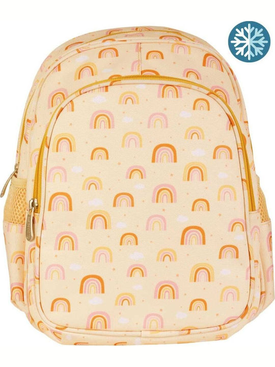 A Little Lovely Company Rainbows School Bag Backpack Kindergarten in Gold color 13lt