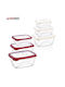 Herzberg Lunch Box Plastic Red 3pcs