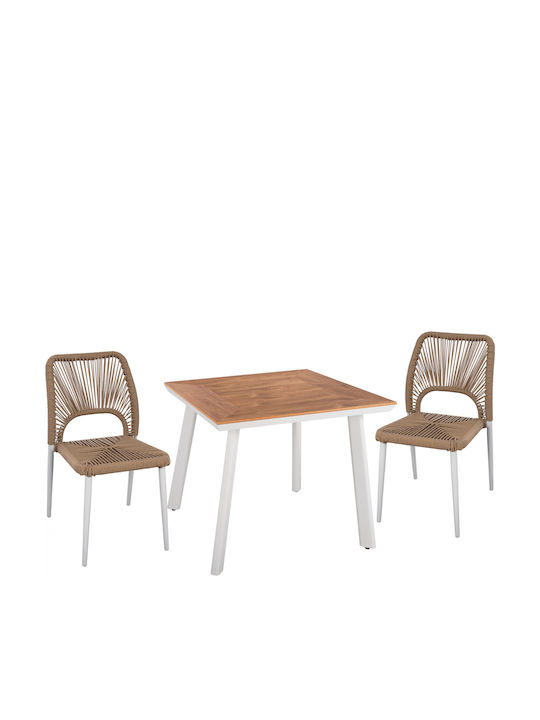 Set De dining pentru spații exterioare mici Alb 3buc