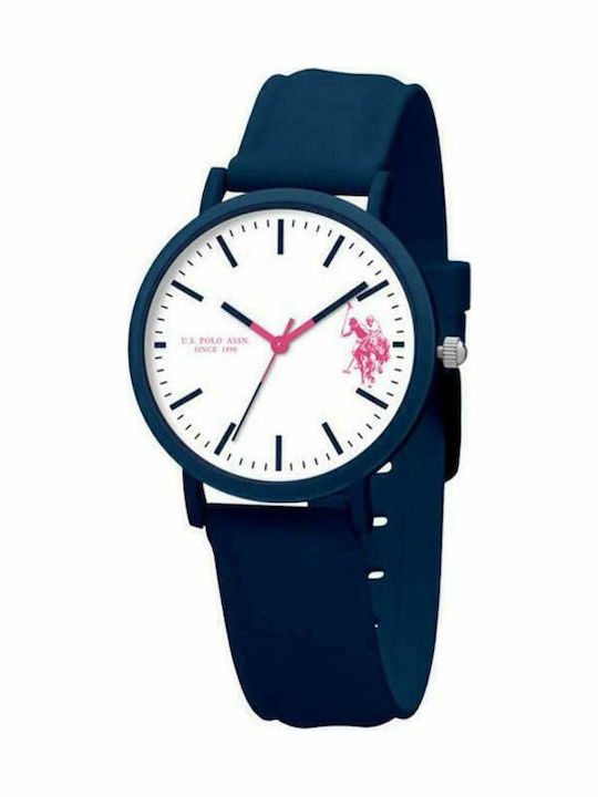 U.S. Polo Assn. Ανδρικό Ρολόι 36mm Μπαταρίας με Μπλε Καουτσούκ Λουράκι