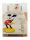 Homeline Σετ Σεντόνια Μονά Βαμβακερά Mickey 918 Μπεζ 160x260cm 3τμχ