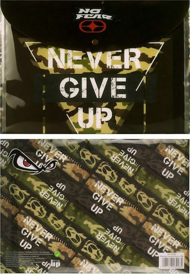 Back Me Up Φάκελος με Κουμπί για Χαρτί A4 Πολύχρωμος Never Give Up