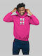 Skull Bubble Hooded Sweatshirt - FUCHSIA