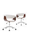 Rotating Armchair Visitor with Arms & Wheels in White Color 59.5x58x66cm 2pcs