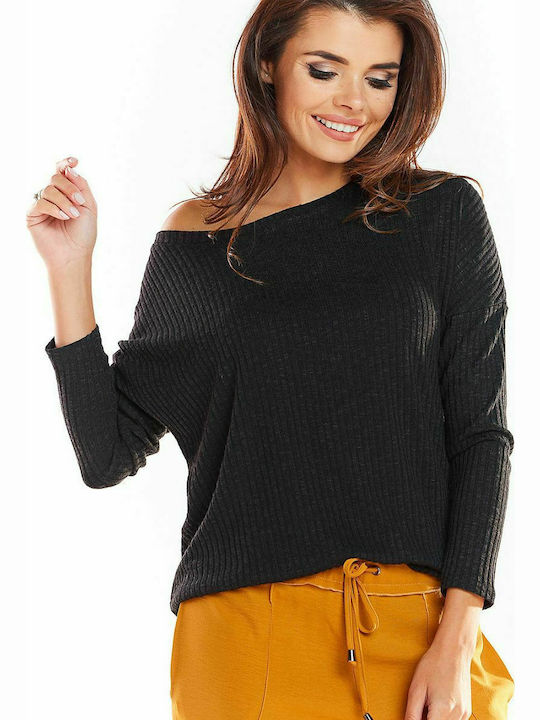 Awama Damen Langarm Pullover Schwarz