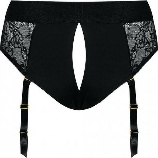 Strap On Me Diva Luxury Lace Strap On Harness With Suspenders Small Εσώρουχο σε Μαύρο Χρώμα
