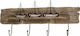 Synchronia Wall Hanger With Fish Shape Wooden 4 Hooks Brown 63x6x27cm
