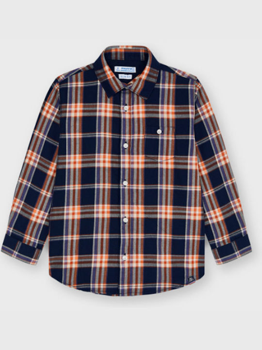 Mayoral Kids Checked Shirt Navy Blue