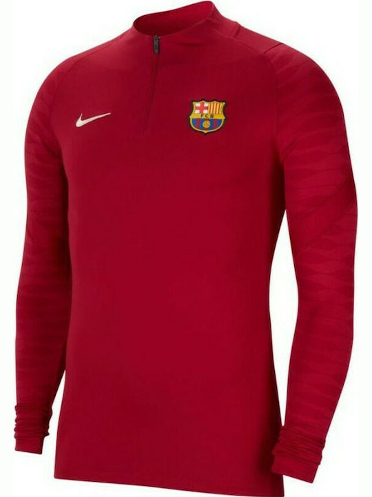 Nike FC Barcelona Ανδρική Μπλούζα με Φερμουάρ Μακρυμάνικη Κόκκινη