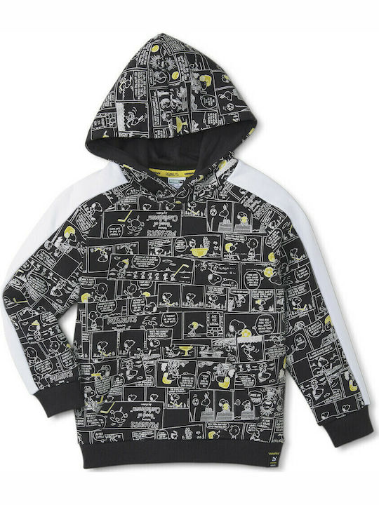 Kids Sweatshirt with Hood and Pockets Black Peanuts