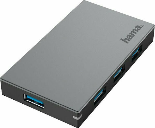 HAMA USB 3.0 4 Port Hub with USB-A Connection Gray