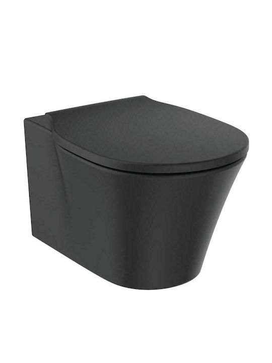 Ideal Standard Connect Air Aquablade Wall-Mounted Toilet that Includes Slim Soft Close Cover Silk Black