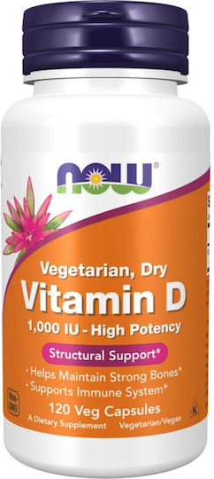 Now Foods Vegetarian Dry Vitamin D Витамин за Здравето на костите 1000иу 120 вегетариански капсули