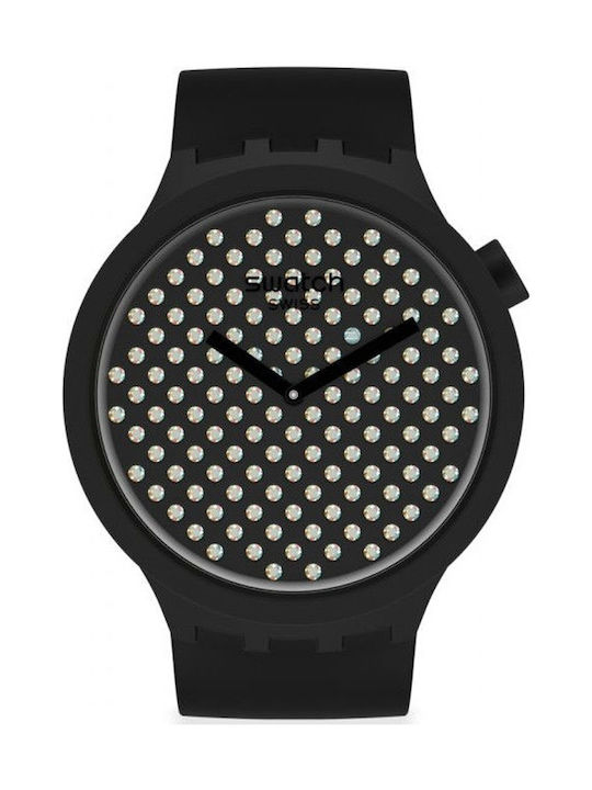 Swatch Dark Boreal Watch with Black Rubber Strap