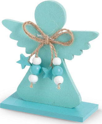 Christening Favor with Decorative Item Αγγελάκι Turquoise made of Wood 48pcs