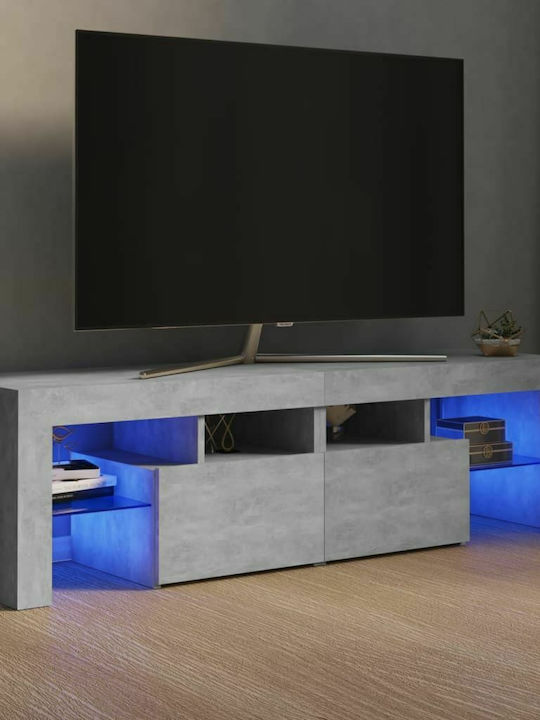 TV Stand with LED Lighting Gray Concrete M140xD...