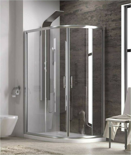 Karag Flora 650 Καμπίνα Ντουζιέρας Ημικυκλική με Συρόμενη Πόρτα 90x120x190cm Satine Karag Flora 650 Καμπίνα Ντουζιέρας Ημικυκλική με Συρόμενη Πόρτα 90x120x190cm Satine