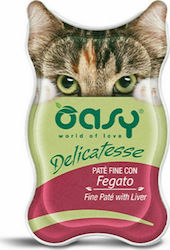 Oasy Delicatesse Pate Adult Nasses Katzenfutter für Katze in Dose mit Leber 85gr