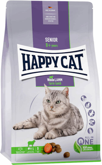 Happy Cat Senior Weide-Lamm Trockenfutter für ältere Katzen mit Lamm 1.3kg