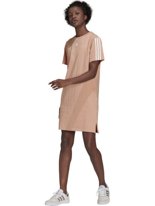 adidas Stripes Mini Athletic Dress T-Shirt Short Sleeve Pink H10236