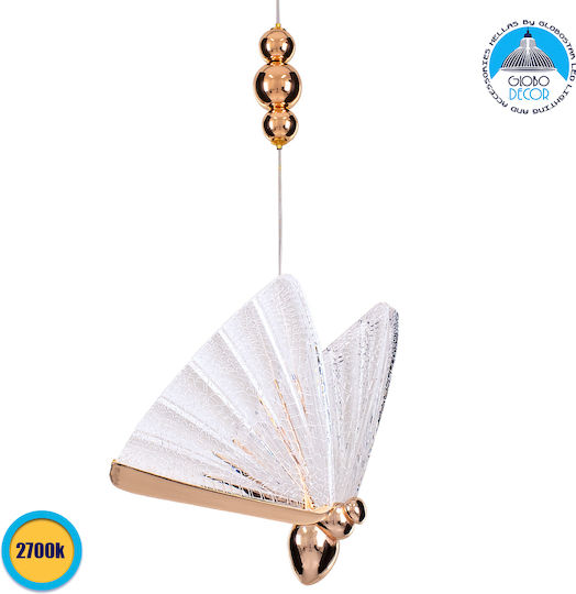 GloboStar Butterfly LED Κρεμαστό Φωτιστικό Ροζ Χρυσό 20x17x24εκ.