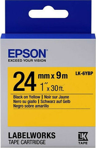 Epson LK-6YBP Ταινία Ετικετογράφου 9m x 24mm σε Κίτρινο Χρώμα