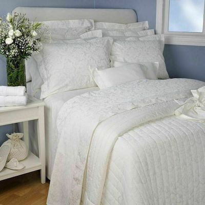 Down Town Home Cotton Satin Set of 3pcs Bridal Duvet Cover Super Double with 2 Pillowcases 534 White 260x250cm