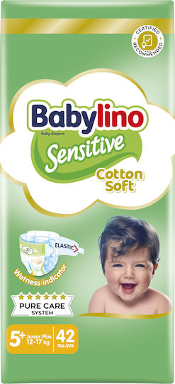 Babylino Scutece cu bandă adezivă Sensitive Cotton Soft Nr. 5+ pentru 12-17kg 42buc