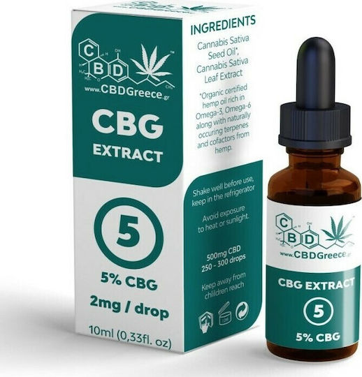 CBDGreece CBG Extract Масло Канабис в Капки 500мг с 5% CBG 10мл