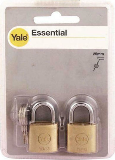 Yale Steel Padlock Brass with Key 40mm 2pcs