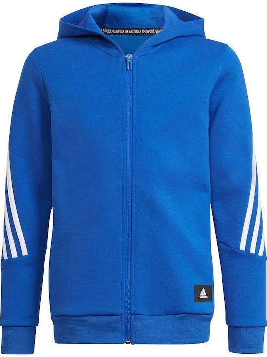 Adidas Αθλητική Παιδική Ζακέτα Φούτερ με Κουκούλα για Αγόρι Μπλε Future Icons 3-Stripes