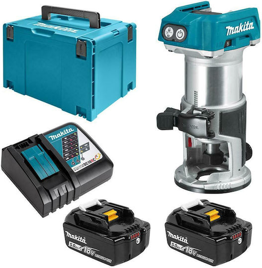 Makita DRT50RTJ Trimmfräse 18V Bürstenlos 2x5Ah mit Geschwindigkeitsregelung
