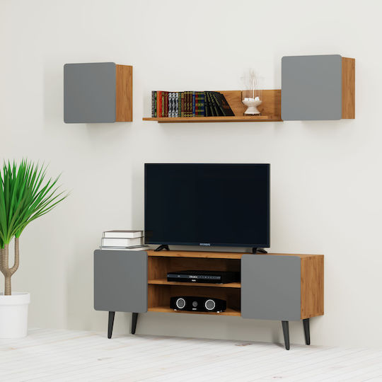 Животно помещение ТВ единица Arktos1 Орех - Сив Д130xШ30cm