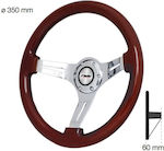 Simoni Racing Didier Wooden Three Spoke Car Steering Wheel with 35cm Diameter Silver/Brown