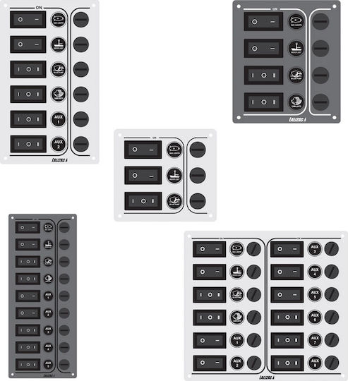 Lalizas Sp6 Ultra Boat Switch (Диоден превключвател) с панели Πίνακας ελέγχου με 6 Στεγανούς Διακόπτες 12/24V Ανθρακί